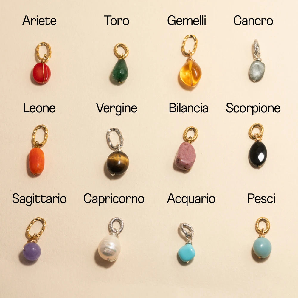 Vintage 18K Gold Plated Stainless Steel Round Pendant with December Birthstone DIY Charm Bar PVD Necklace