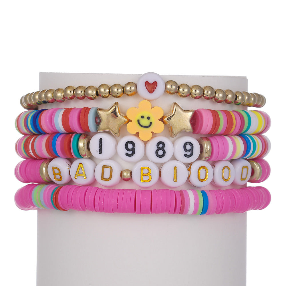 Bohemian Colorful Letter Bead Adjustable Friendship Bracelet Set