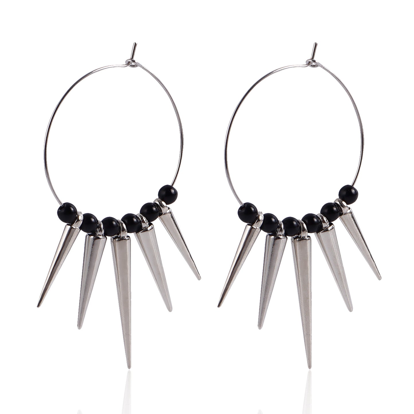 Punk Dark Chic Geometric Alloy Hoop Earrings with Plated Finish for Women