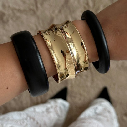 Pulsera de Puño de Aleación Chapada con Diseño Geométrico de Estilo Urbano Vintage
