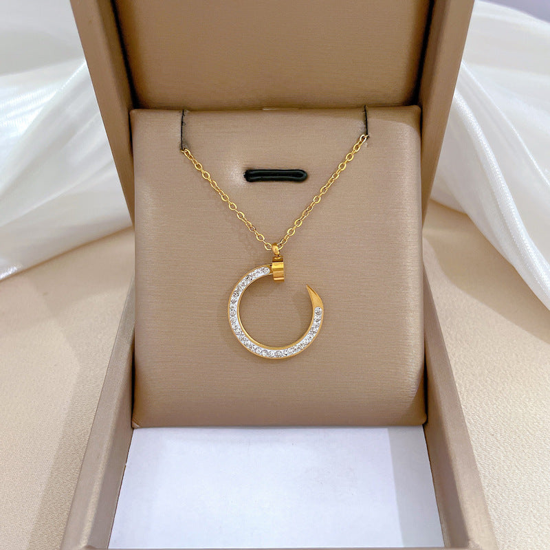 Collana in Acciaio al Titanio Placcato con Design Geometrico Minimalista e Catena Irregolare, Unisex