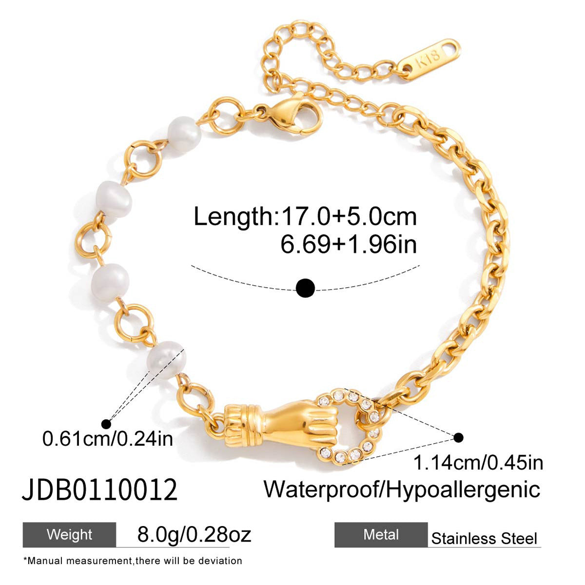 Bracciale da donna in acciaio inossidabile placcato oro 18 carati con motivo geometrico rotondo alla moda
