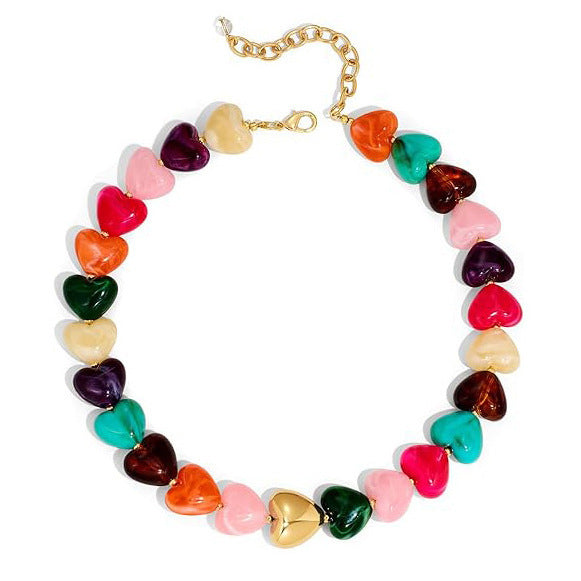 Casual Heart Acrylic Pendant Necklace for Women