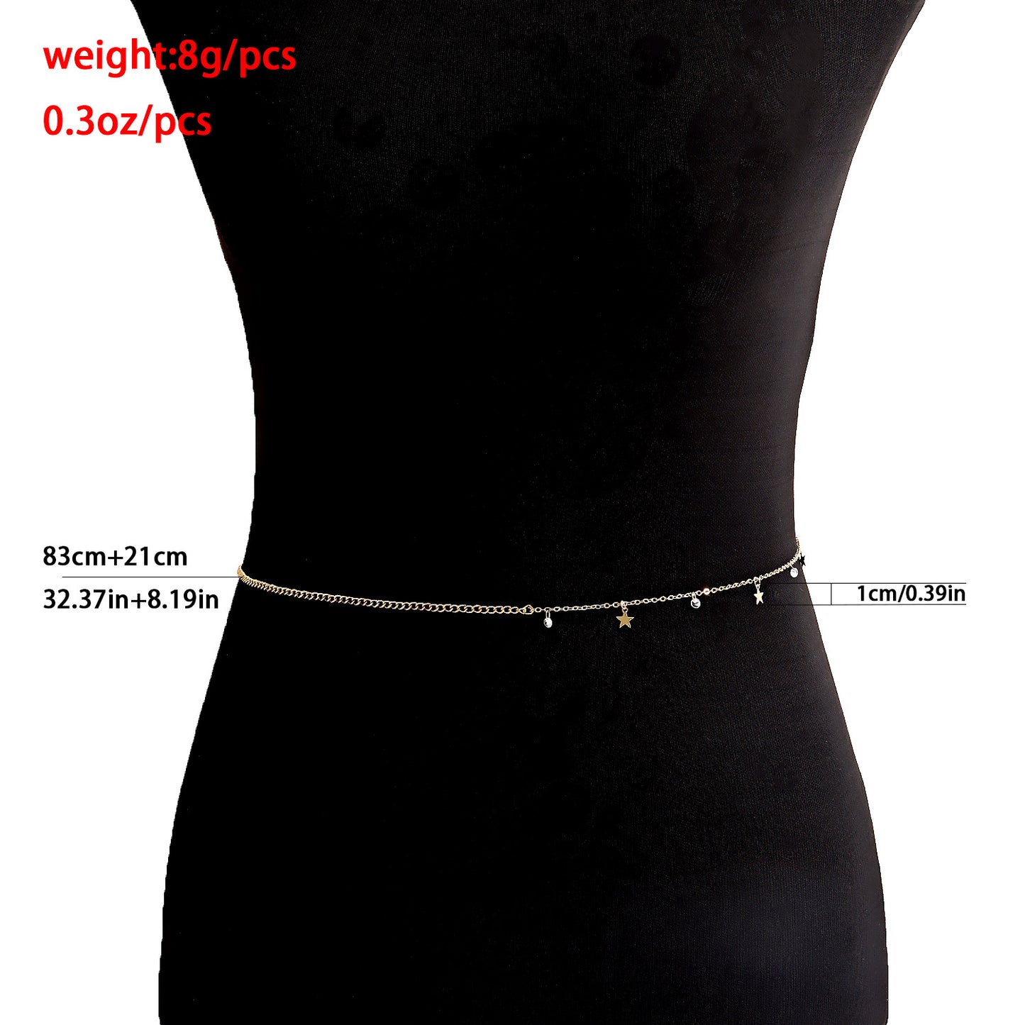 Minimalist Punk Geometric Star Cubic Zirconia Alloy Waist Chain for Women