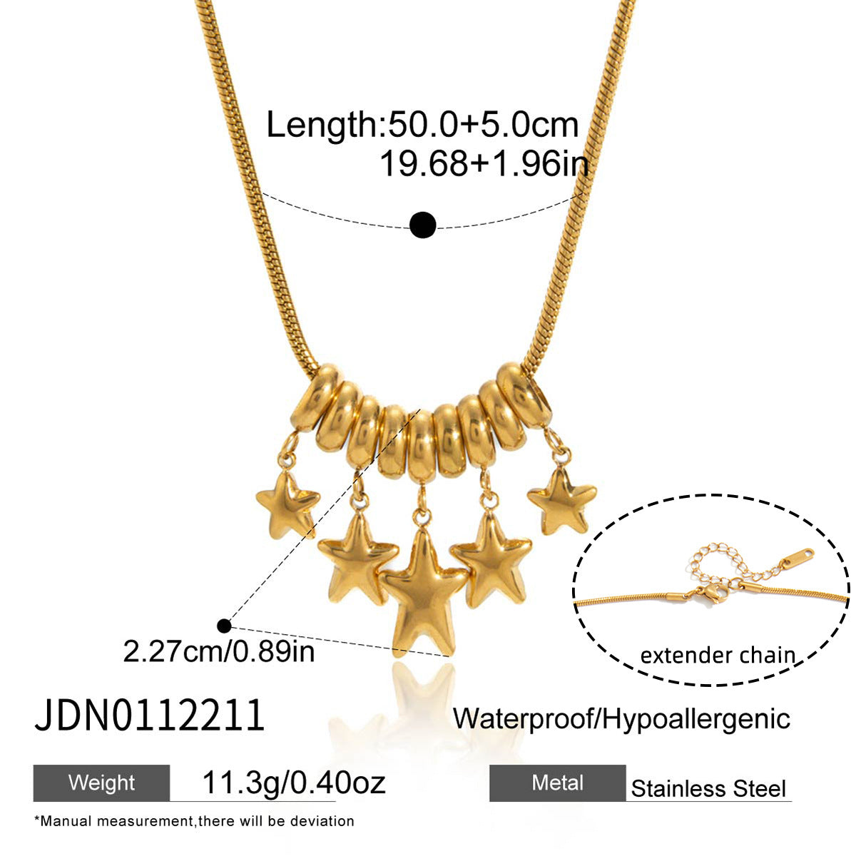 Minimalist Two-Tone Star Stainless Steel PVD Gold Plated Necklace for Women