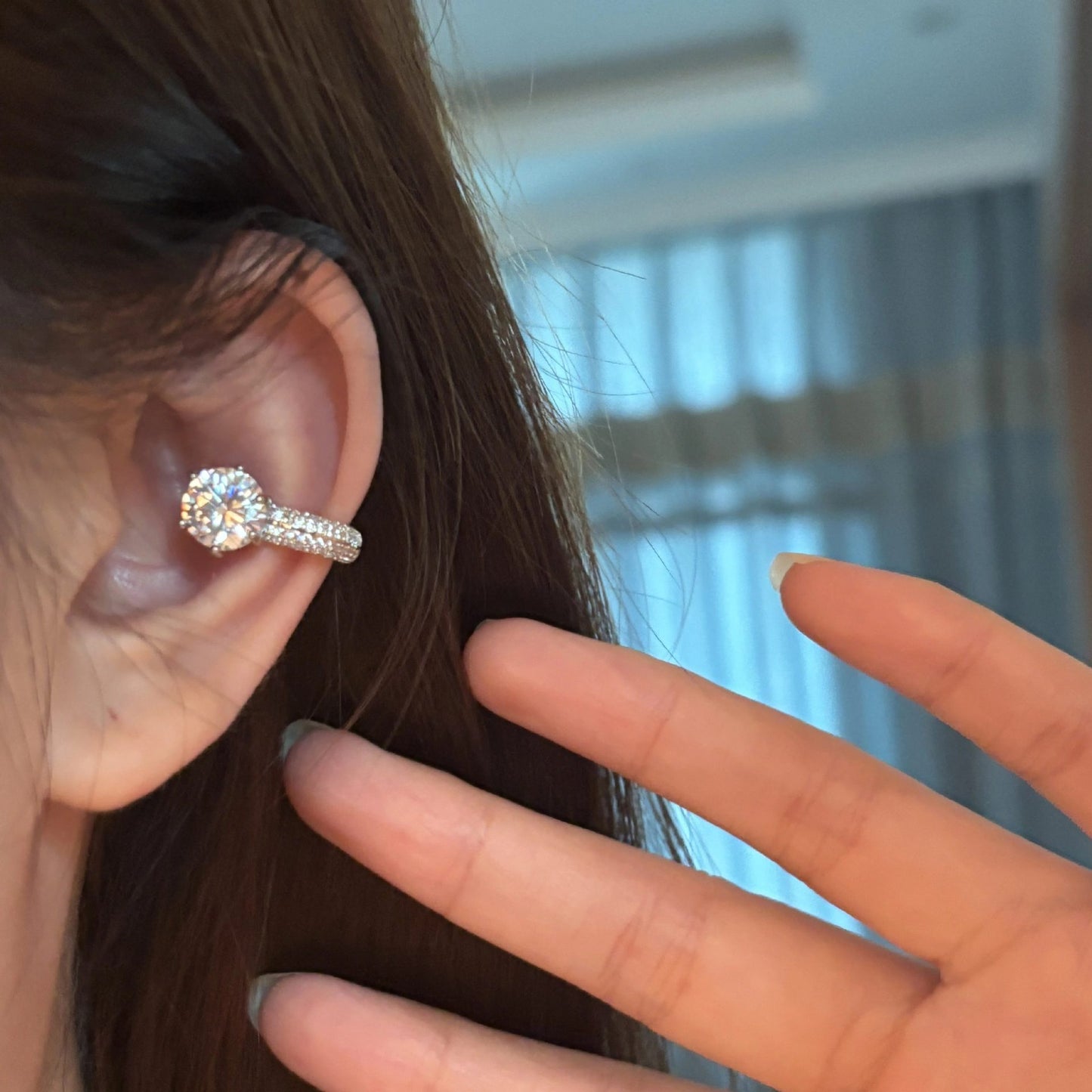 Pendientes de oreja minimalistas geométricos redondos de circonita para mujer, estilo lujoso y ligero, sin perforación