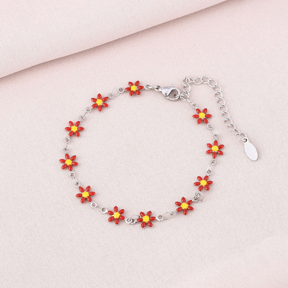 Pulsera geométrica minimalista de acero inoxidable con motivo de pétalos para mujer y hombre, accesorio de moda electrochapado