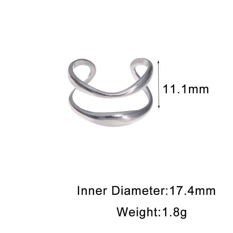 Minimalist Geometric Plated Stainless Steel Adjustable Ring for Women