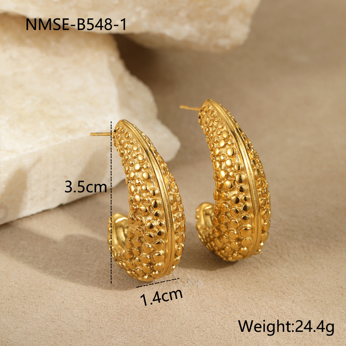 Minimalist Geometric Stainless Steel Gold-Plated Hoop Earrings for Women