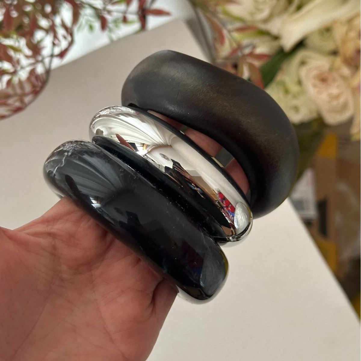 Bracciale a fascia larga geometrico in lega placcata alla moda