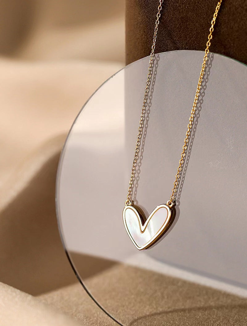 Sweet Minimalist Heart Titanium Steel Plated Pendant Necklace for Women