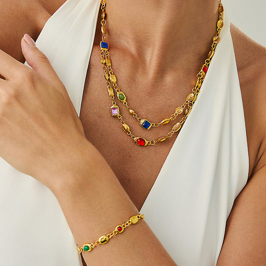 Collana con Pendente Geometrico Irregolare in Acrilico da Donna con Ciondolo in Lega e Finitura Elettroplaccata