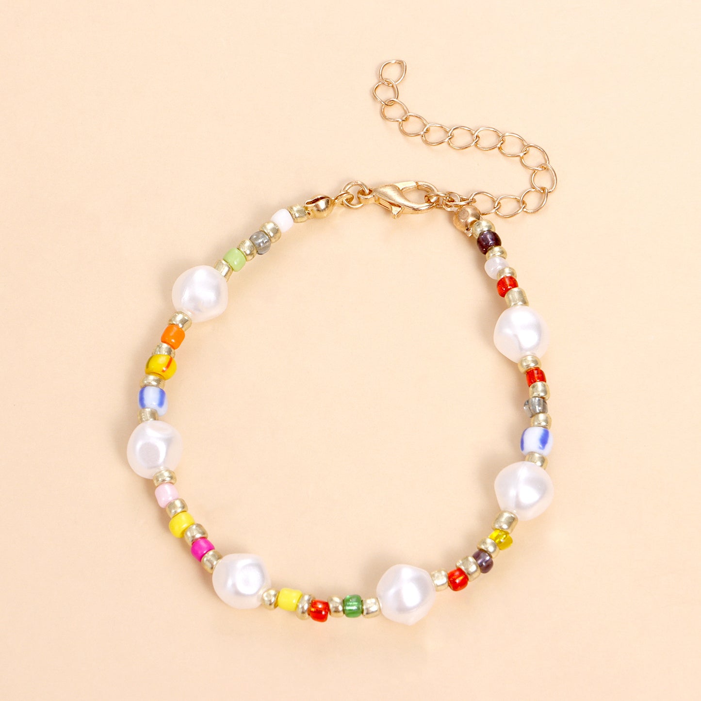 Geometric Beaded Bracelet for Women Hand-Strung Colorful Seed Beads with Artisan Craftsmanship