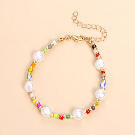 Geometric Beaded Bracelet for Women Hand-Strung Colorful Seed Beads with Artisan Craftsmanship
