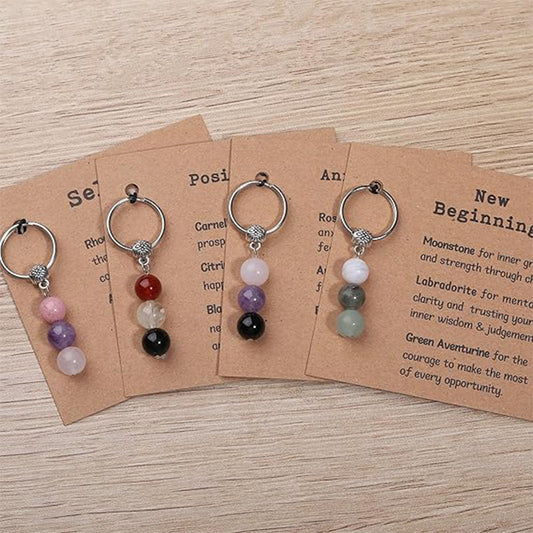 Minimalist Natural Stone Beaded Keychain Gift