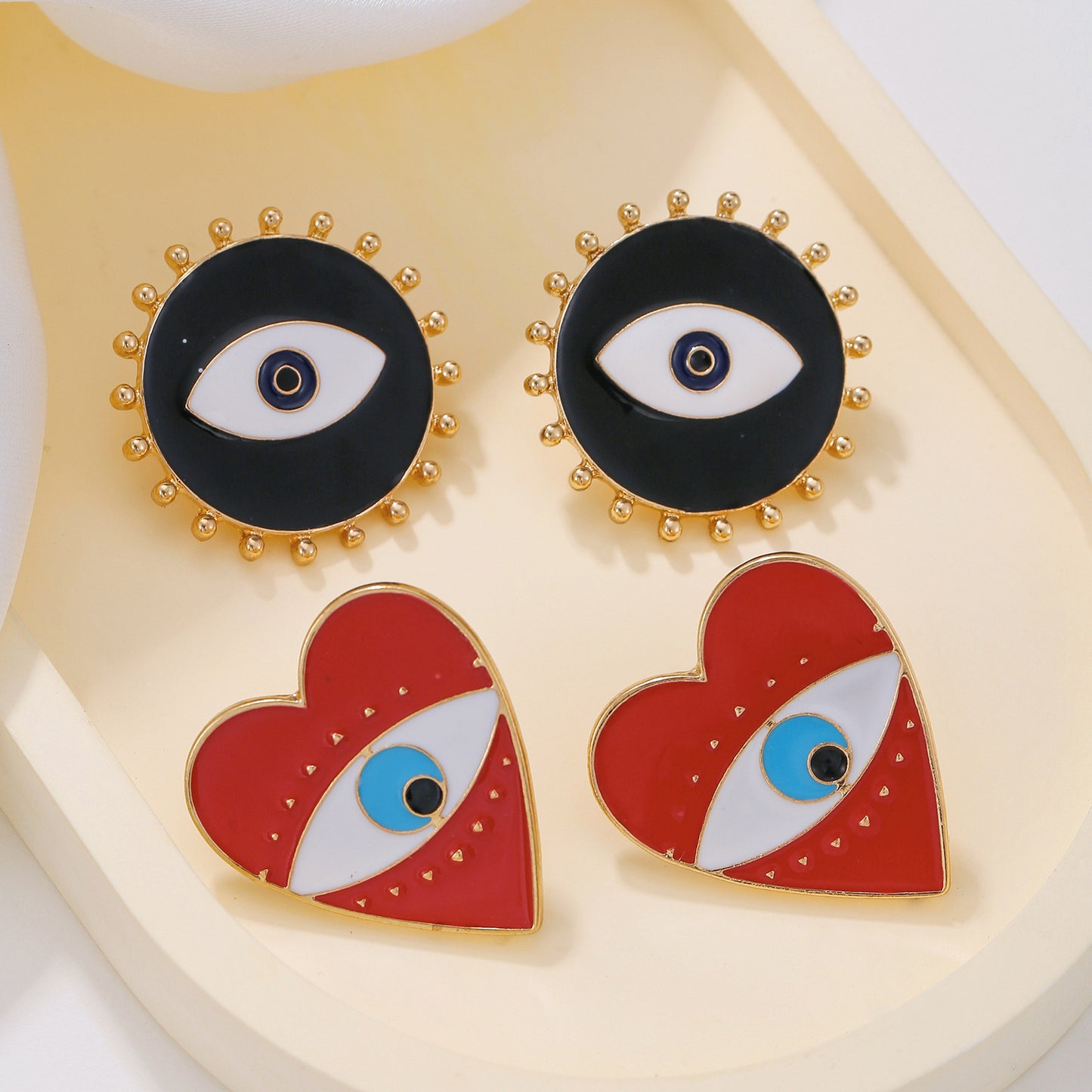 Streetwear Geometric Heart Drip Oil Plated Zinc Alloy Earrings