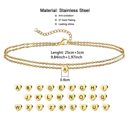 Pulsera minimalista de titanio con forma de letra, chapado al vacío para mujer y hombre, elegante joya geométrica con dije de alfabeto, regalo