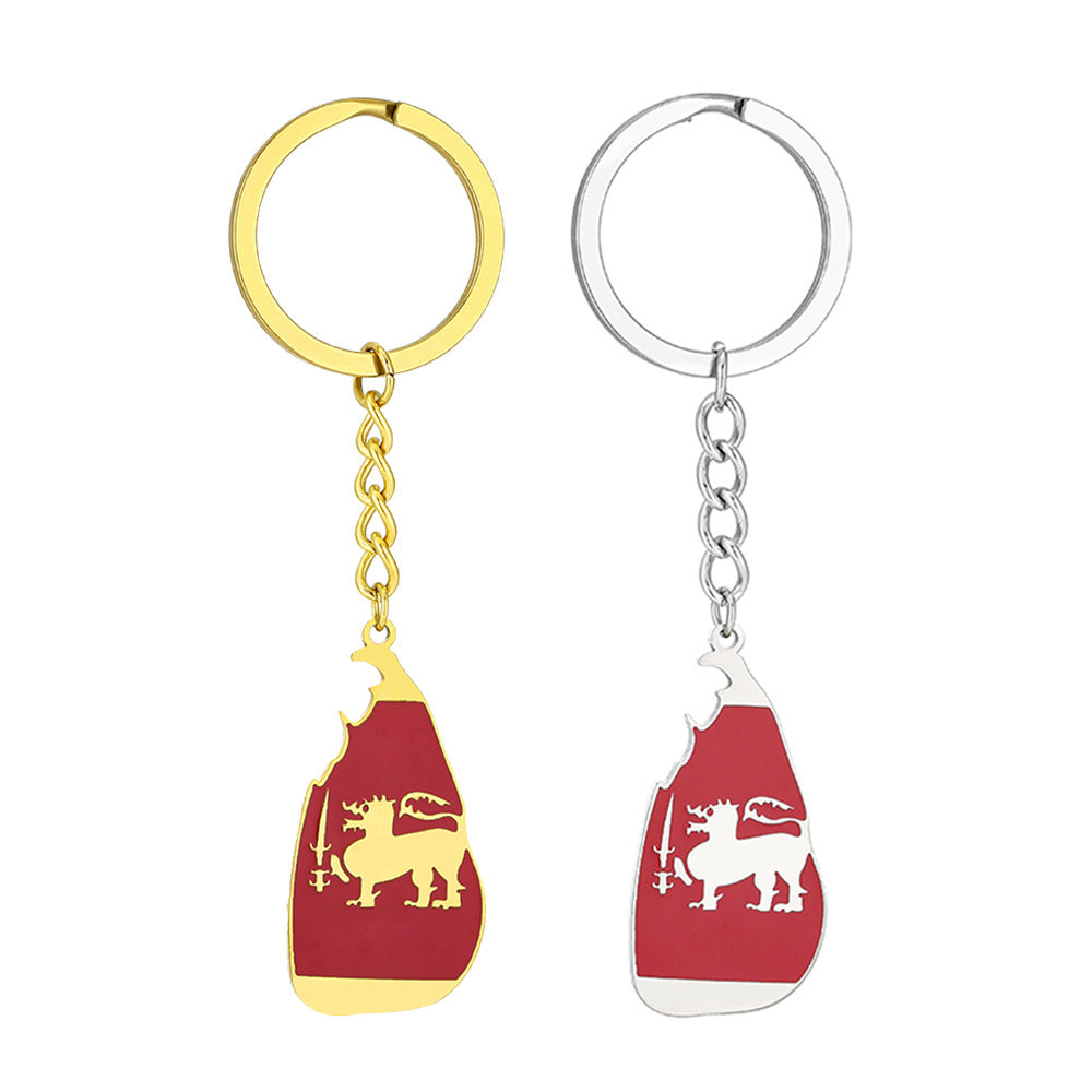 Llavero Esmaltado Vintage de Acero de Titanio con Diseño Étnico Accesorio Unisex