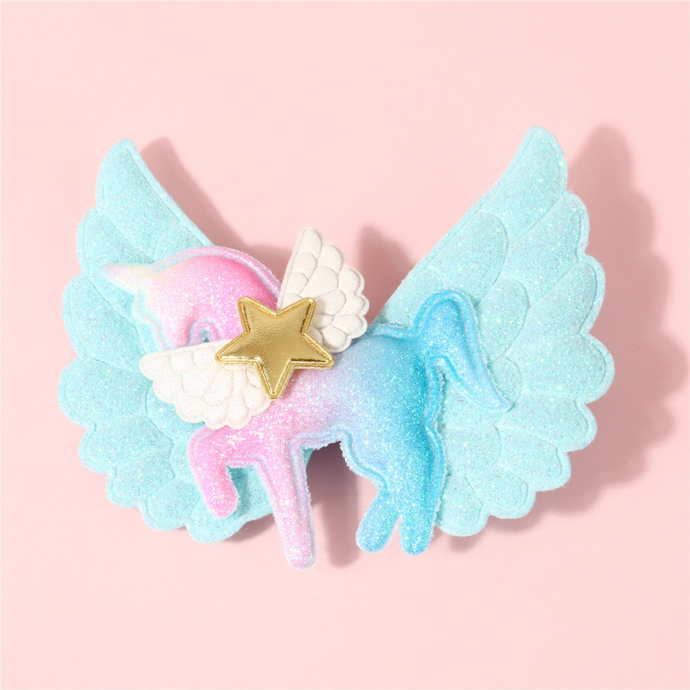 Fermaglio per Capelli a Forma di Unicorno dei Cartoni Animati per Bambini, in Tessuto Morbido, a Becco d'Anatra, Antiscivolo, con Bordo Arrotondato, nei Colori Pastello Macaron
