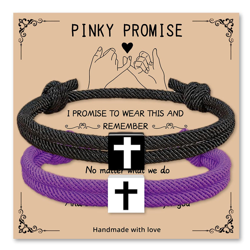 Casual Unisex Alloy Cross Bracelet Set Handmade Adjustable Cord