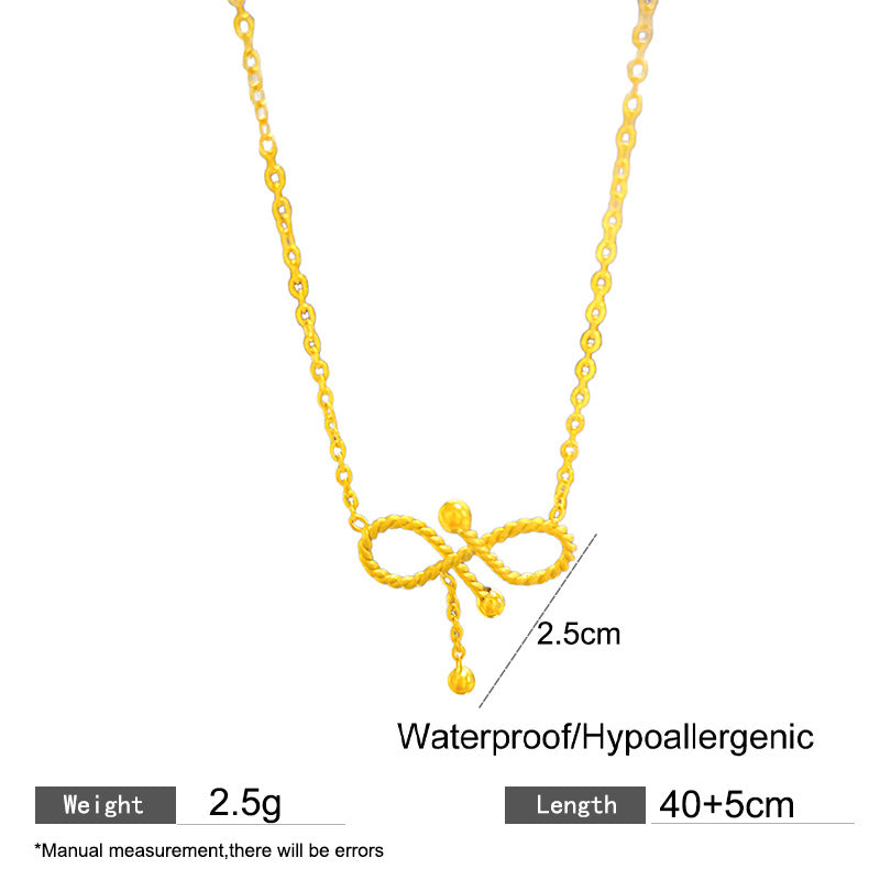 Minimalist Sweet Bow Plated Titanium Steel Necklace for Unisex