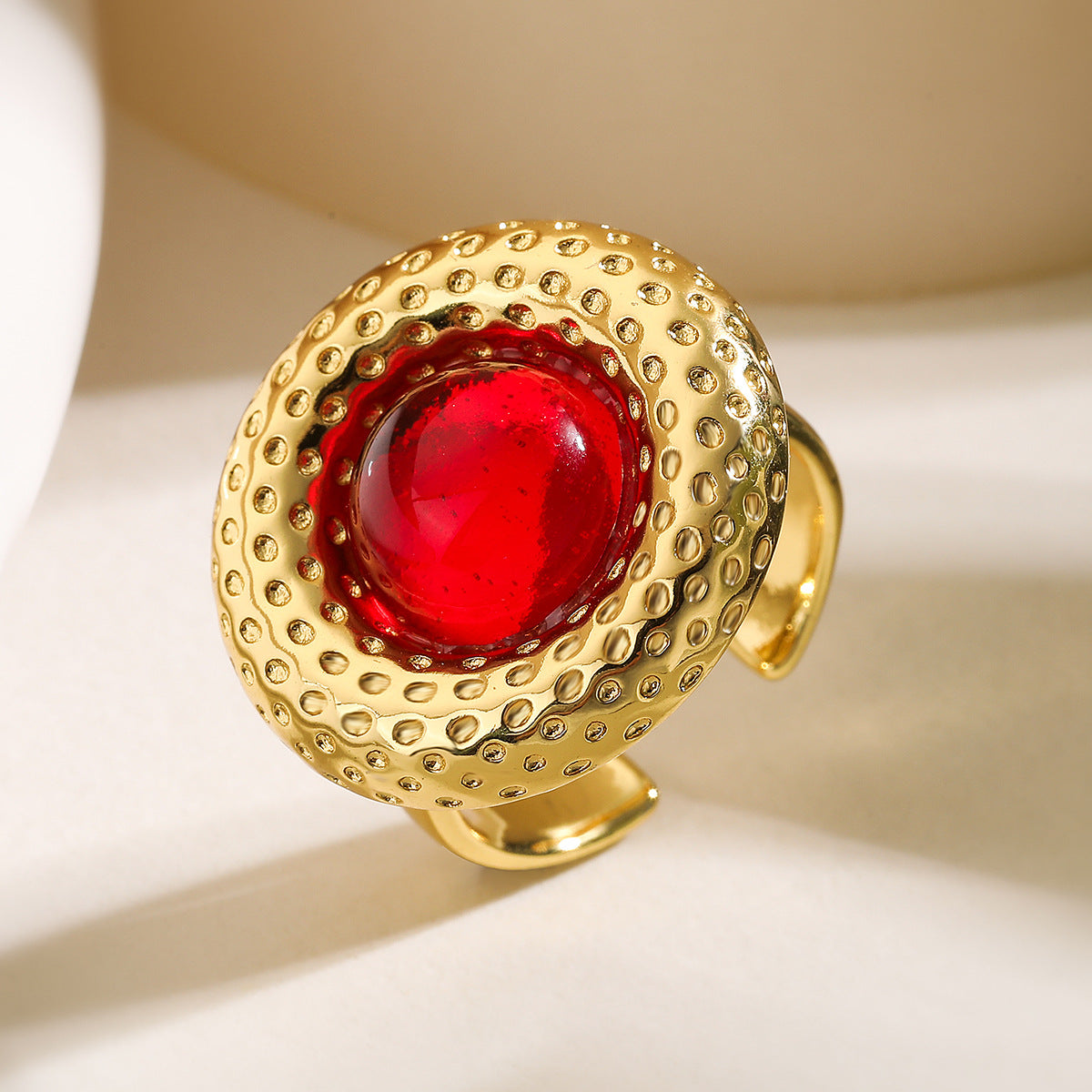 Anello Aperto Geometrico Vintage da Donna in Ottone con Placcatura in Oro 18K, Forma Irregolare, Alla Moda e Versatile
