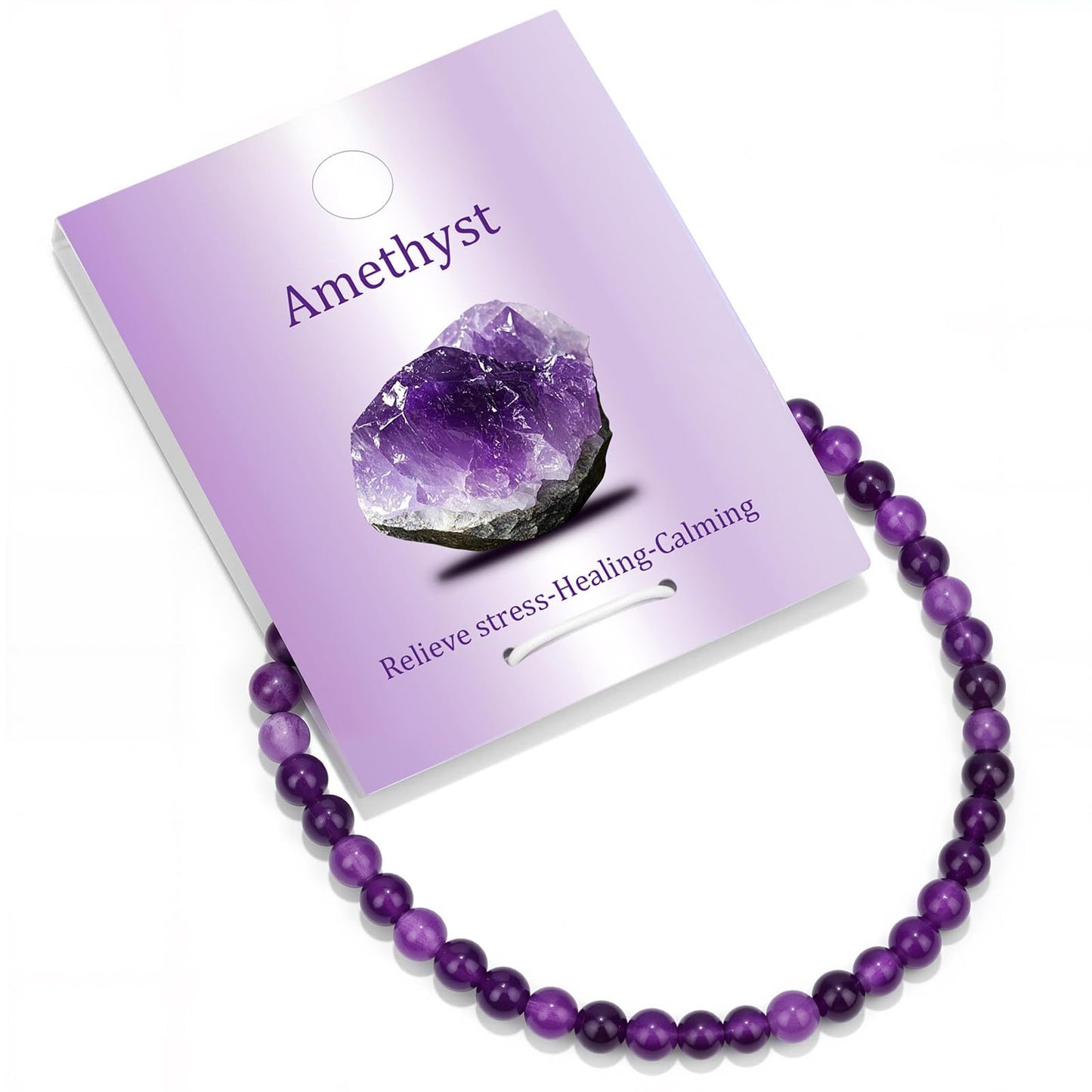 Natural Crystal Round Beaded Stretch Bracelet Unisex Gemstone Jewelry