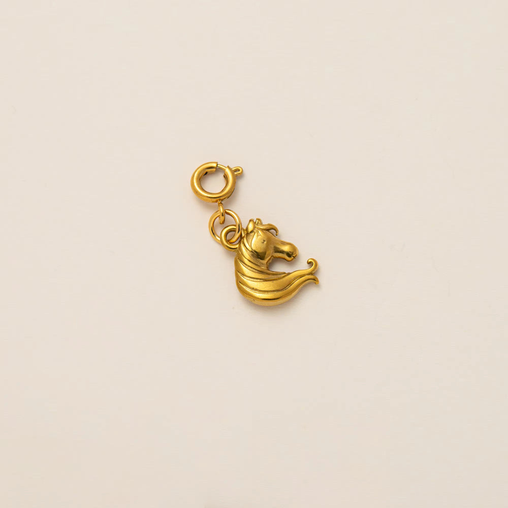 Vintage Cartoon Animal Geometric 18K Gold Plated Stainless Steel Charm Bar