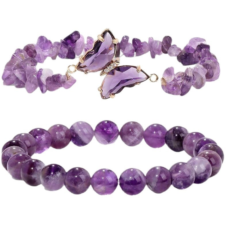 Minimalist Natural Crystal Butterfly Bracelet Set for Women