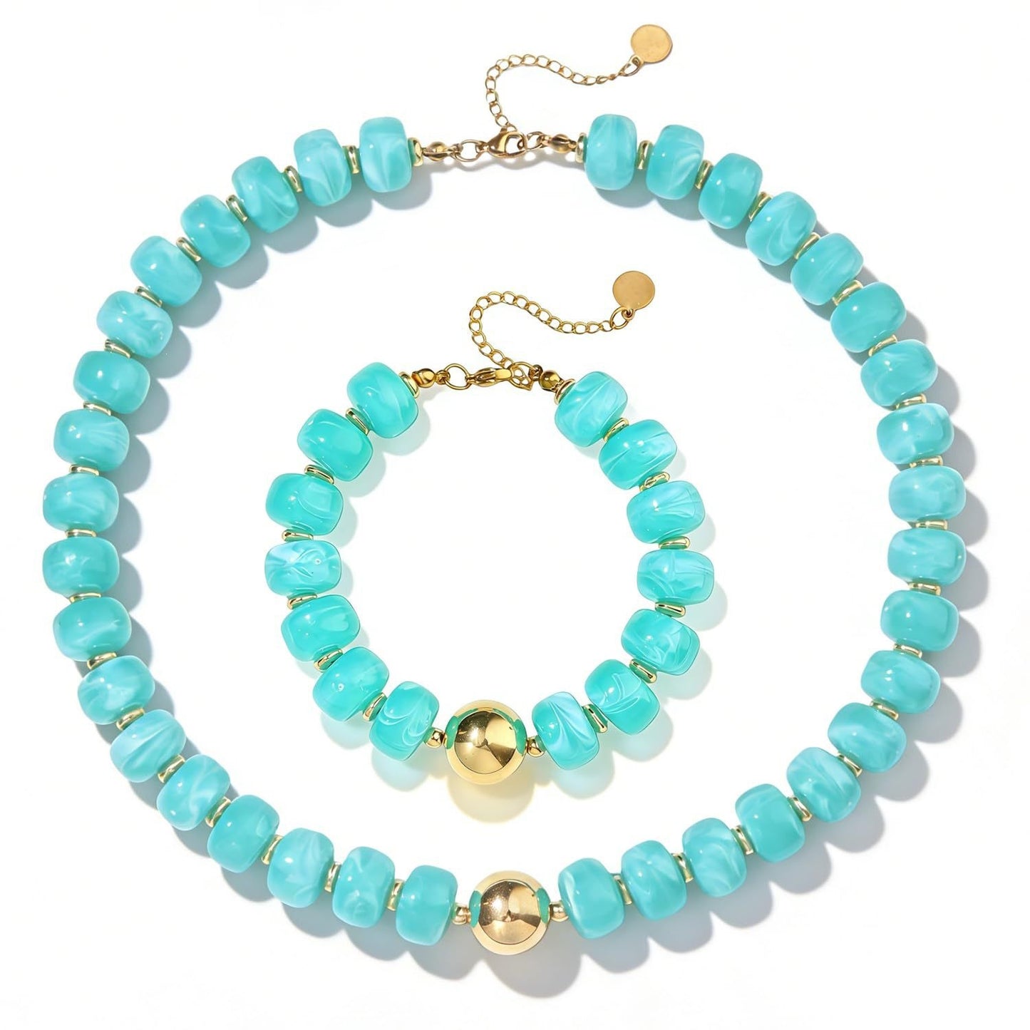 Bohemian Casual Geometric Round Resin Acrylic Pendant Necklace for Women