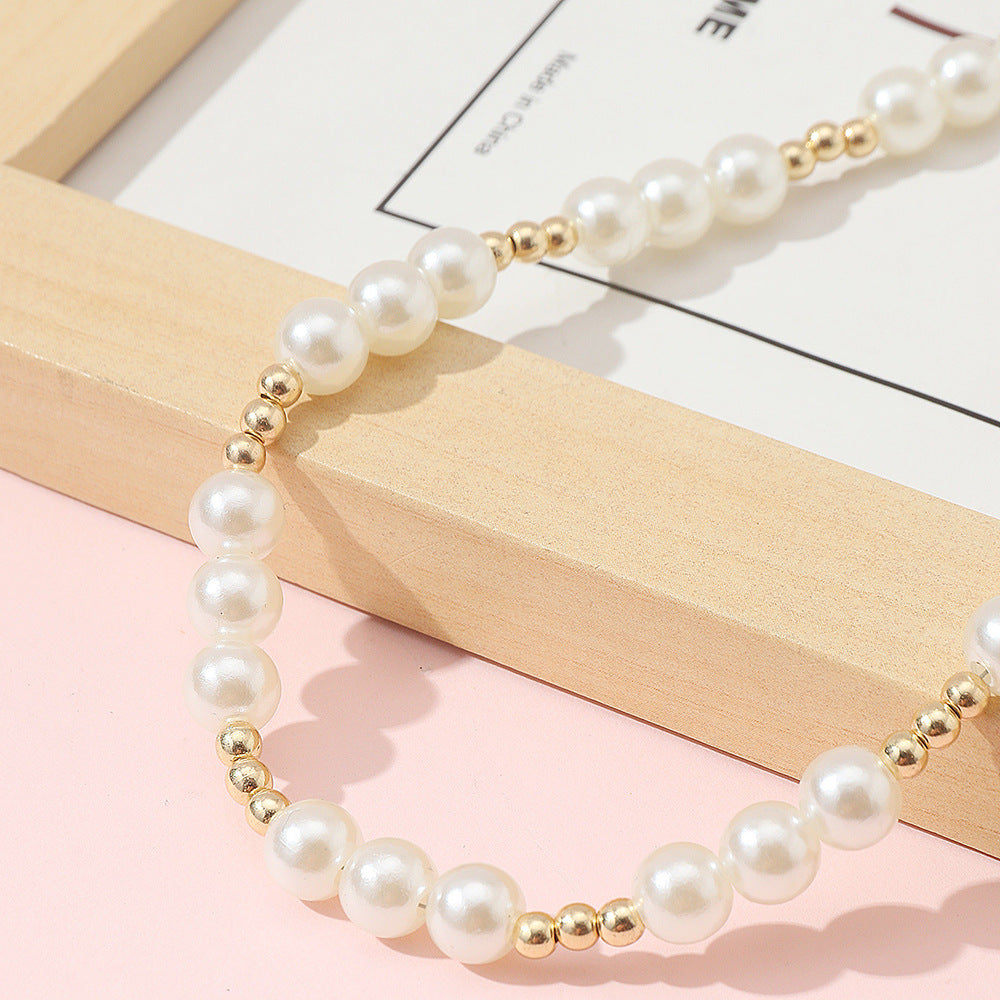 Dolce Collana Minimalista in Resina Stile Perla per Ragazze con Girocollo Regolabile a Catena di Perline Rotonde