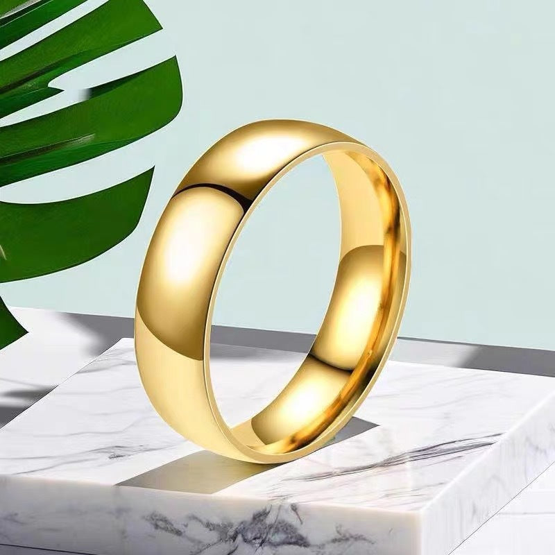 Anello Minimalista Geometrico in Acciaio al Titanio da Donna Placcato Oro 18K, Fascia Leggera di Lusso per Dito Indice