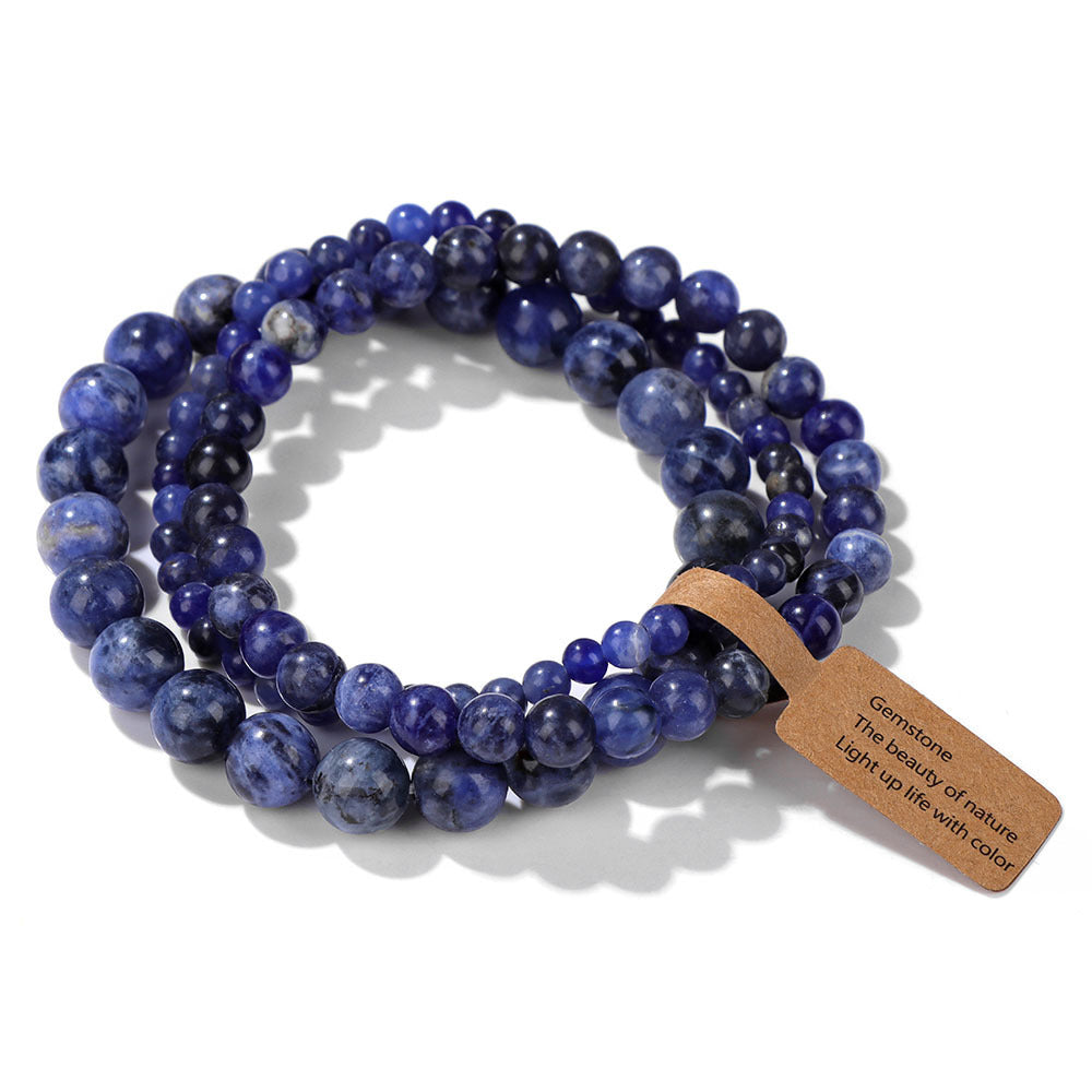 Vintage Minimalist Geometric Stone Beaded Stretch Bracelet Set Unisex Jewelry