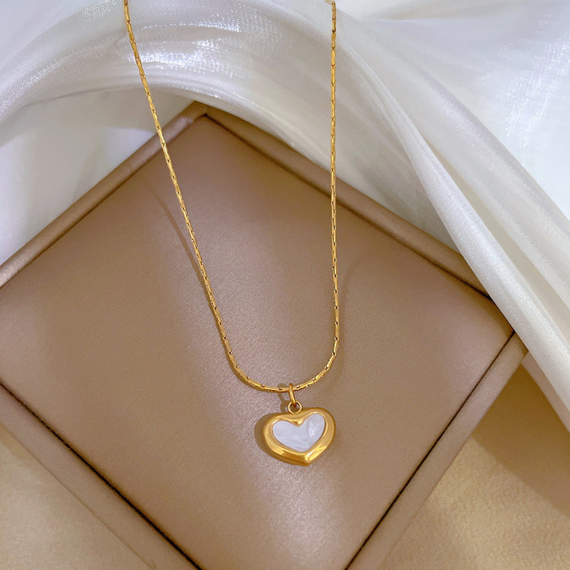 Minimalist Heart Geometric Titanium Steel Collar Necklace for Women