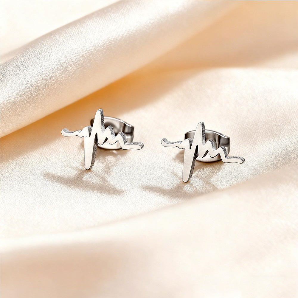 Luxury Elegant Geometric Moon Star Stainless Steel Plated Stud Earrings for Women