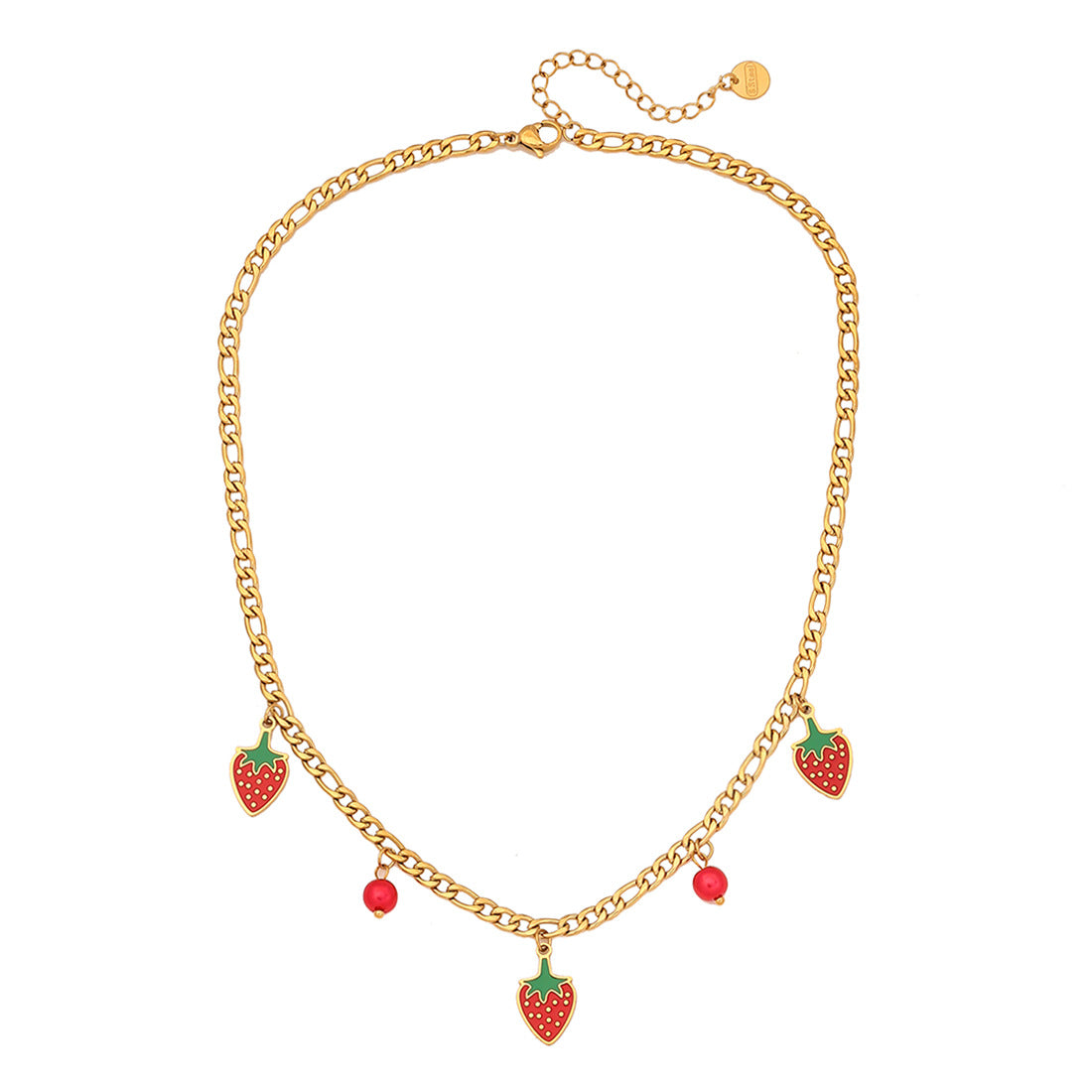 Cute Strawberry-Shaped Stainless Steel Necklace with Plated Finish for Women, Dainty Clavicle Chain