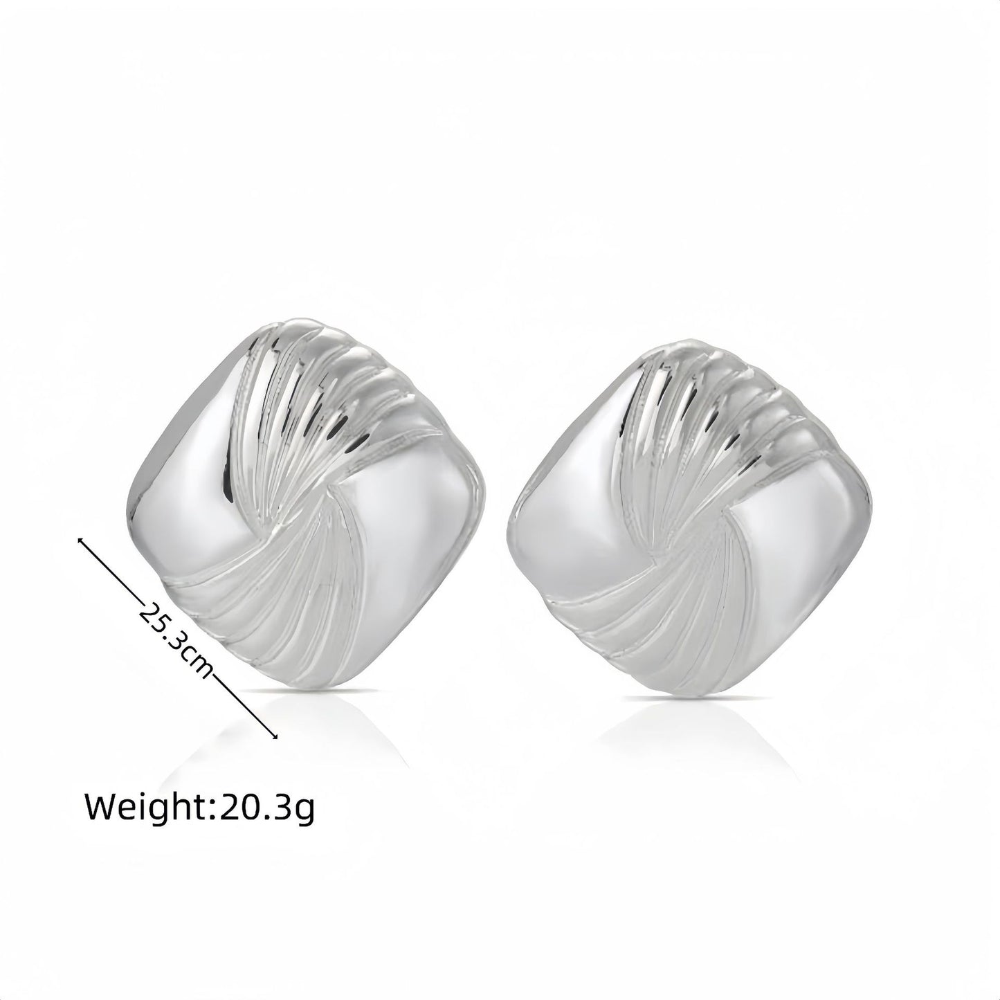 Pendientes de acero inoxidable bañados en titanio con forma de ala geométrica, diseño de moda y textura ondulada para mujer