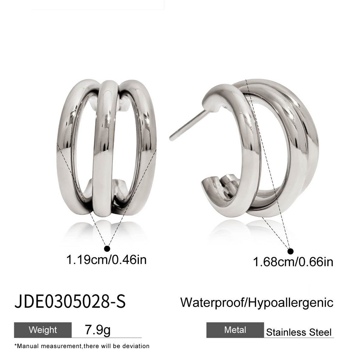 Pendientes Minimalistas Geométricos de Acero Inoxidable con Acabado Chapado para Mujer, Tachuelas de Lujo Ligeras