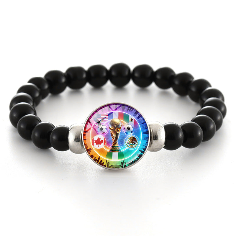 Unisex Geometric Round Crystal Beaded Bracelet World Cup Commemorative Jewelry
