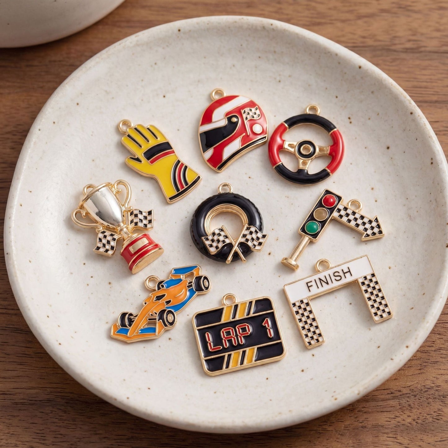 Sporty Vintage 18K Gold Plated Stainless Steel Helmet Pendant Charm Bar for Women