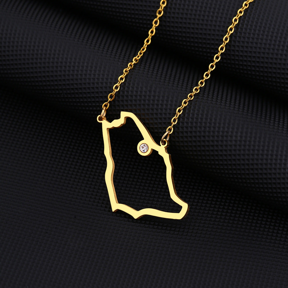 Collana con Ciondolo Geometrico in Acciaio Inossidabile da Donna con Ciondolo in Acciaio al Titanio e Finitura Placcata