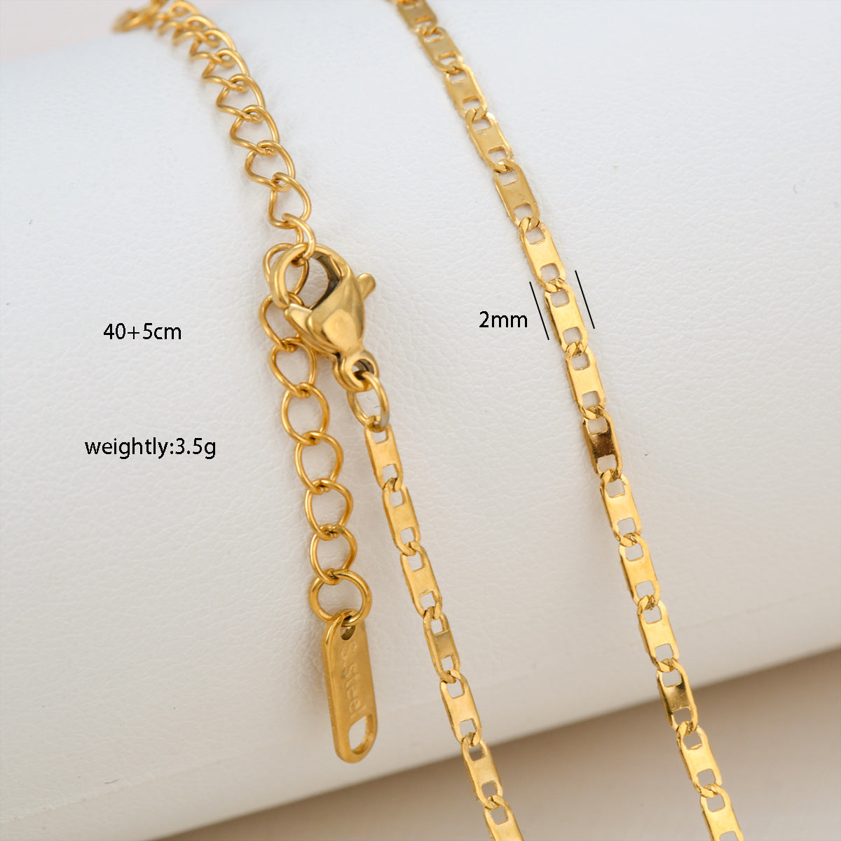 Collana Minimalista Unisex con Catenina Box in Acciaio Inossidabile Placcato Oro 18K