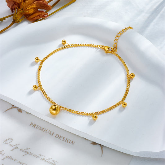 Cavigliera Minimalista Retrò Geometrica in Acciaio al Titanio Tono Oro da Donna