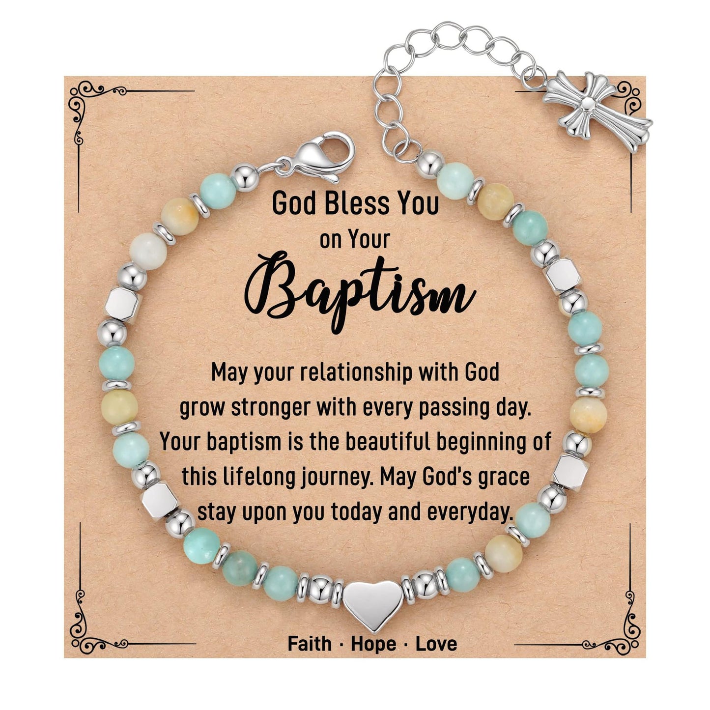 Sweet Heart Cross Stainless Steel Bracelet