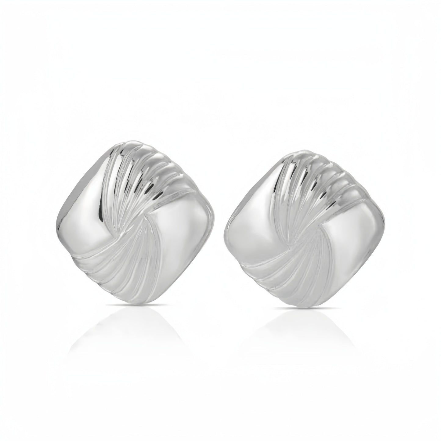 Pendientes de acero inoxidable bañados en titanio con forma de ala geométrica, diseño de moda y textura ondulada para mujer