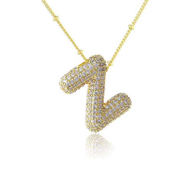 Fashion Plated Brass Letter Bubble Pendant Necklace for Women