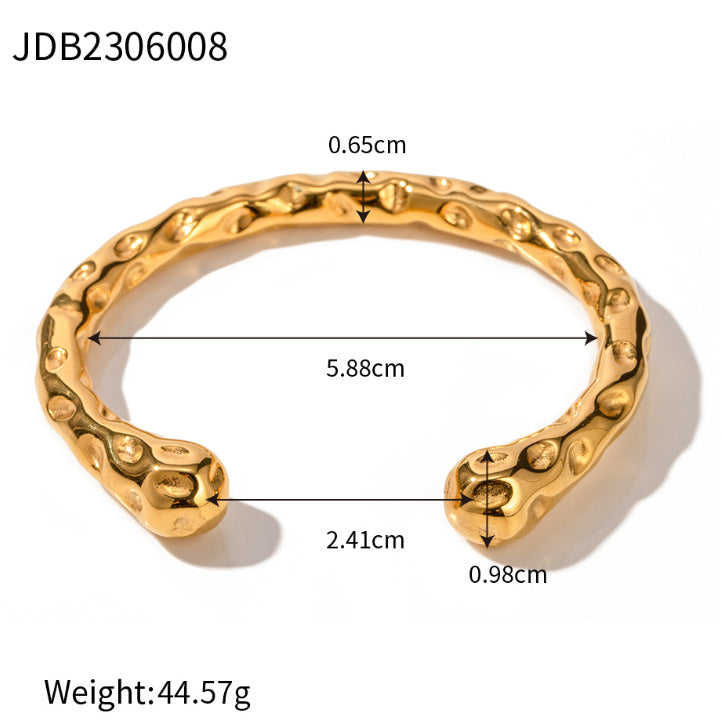 Gold Plated Stainless Steel Round Geometric Women's Bracelet with Cubic Zirconia