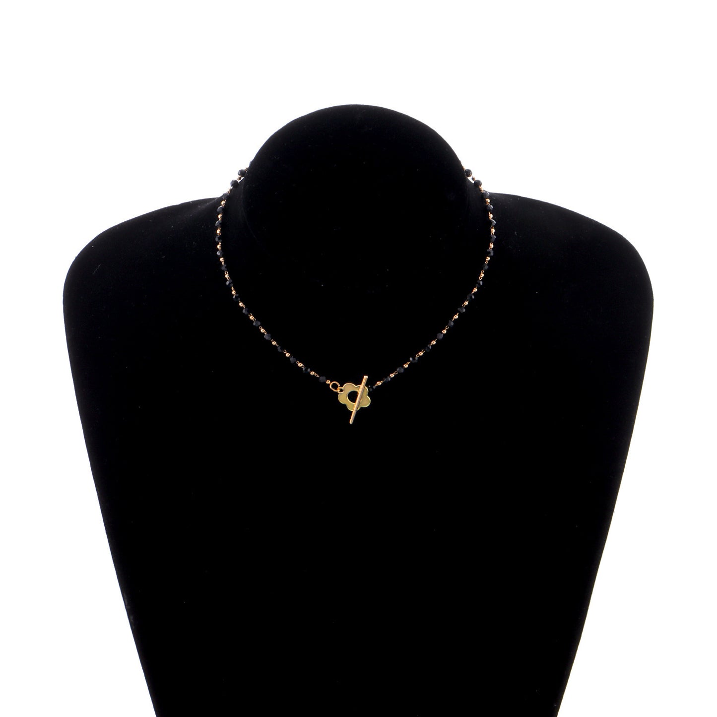 Collana Minimalista Floreale Geometrica in Lega con Finitura Galvanizzata e Delicata Catena Corta a Clavicola