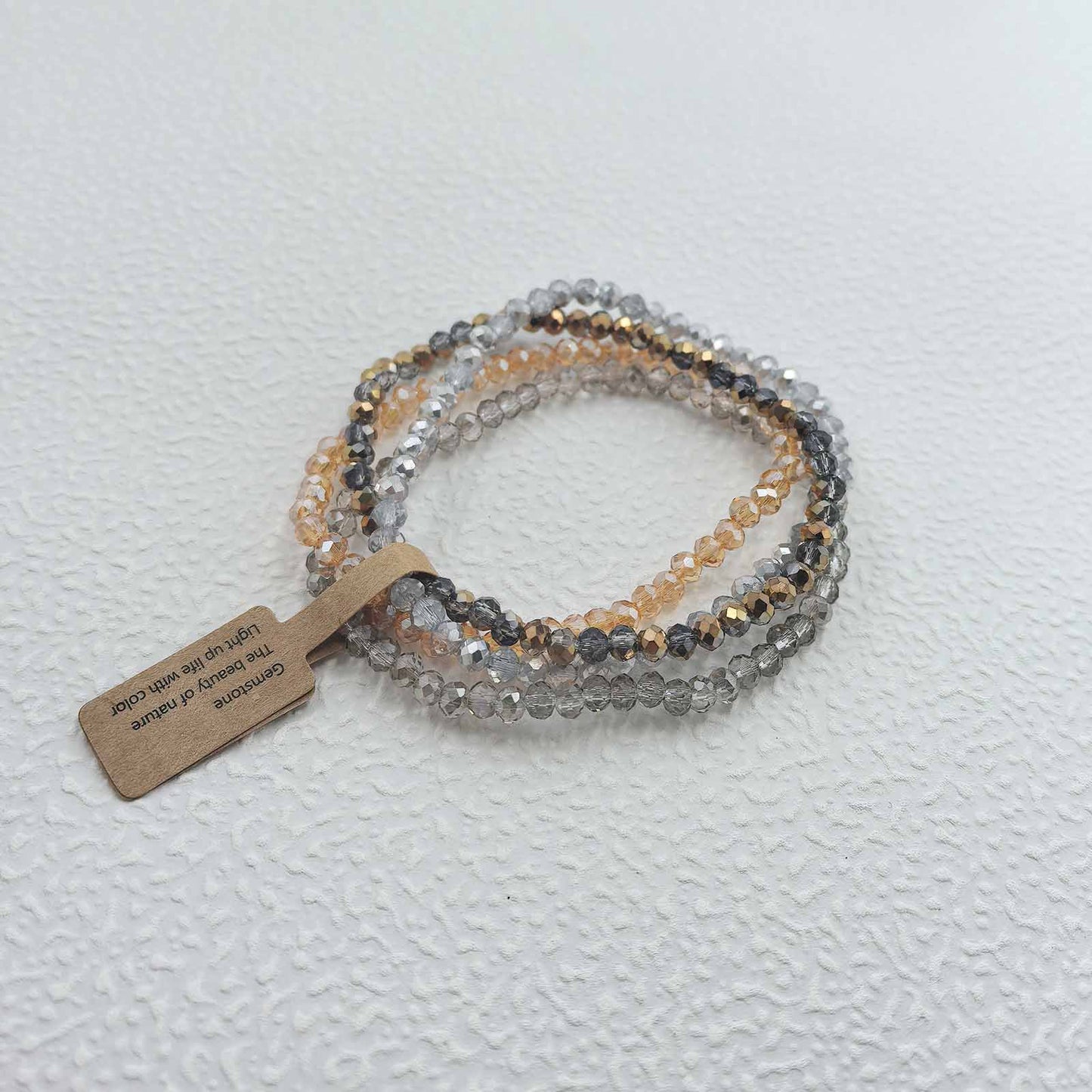 Casual Geometric Faceted Crystal Beaded Stretch Bracelet Set for Unisex
