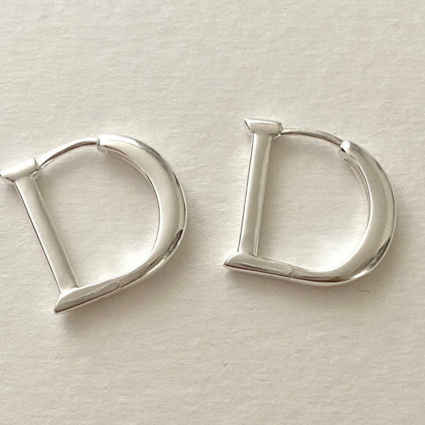 Minimalist Star-Shaped 925 Sterling Silver Hoop Earrings with Letter Detail Handmade for Women